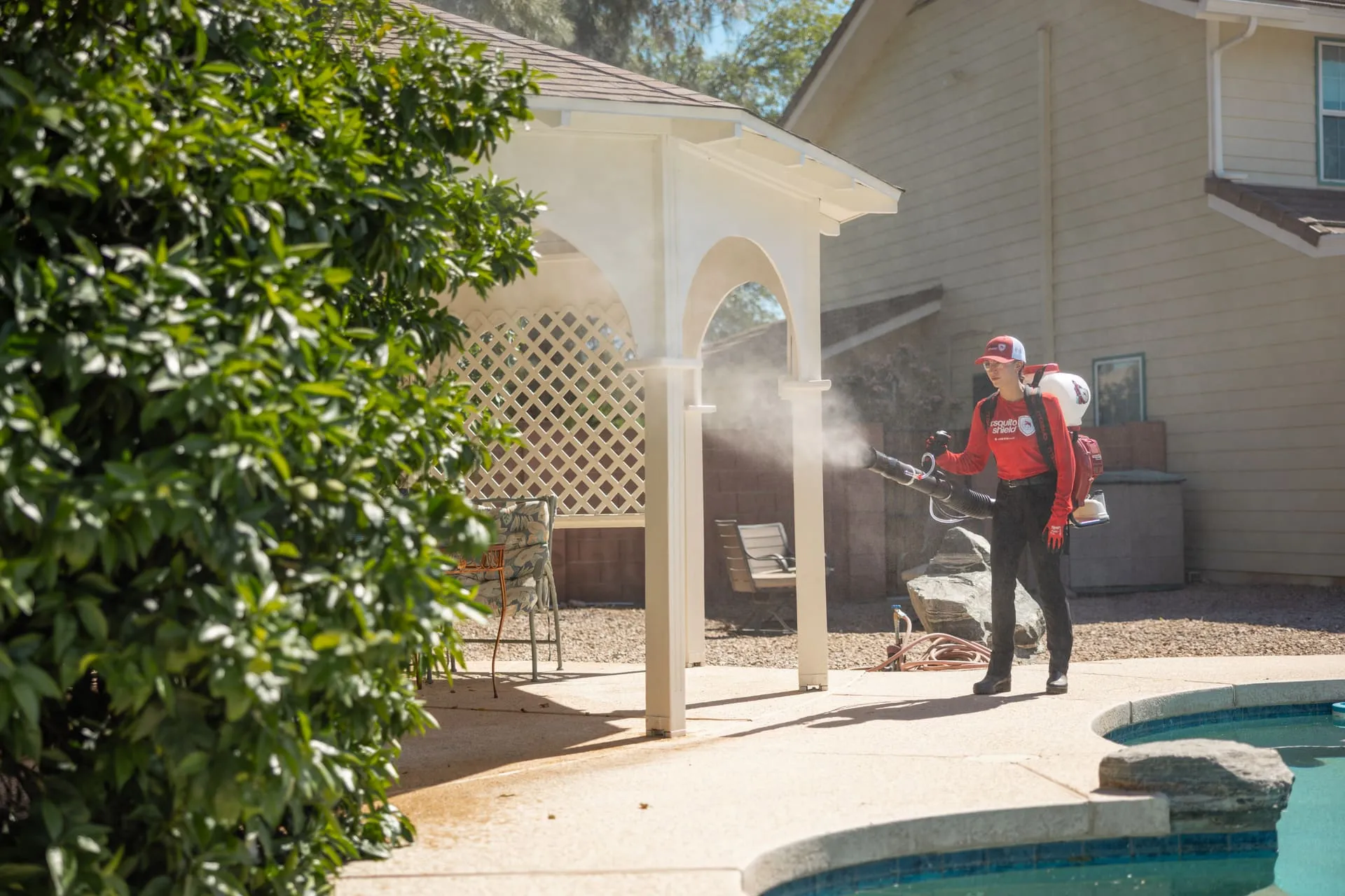 Sunrise Lakes home protected by Mosquito Shield barrier spray treatment