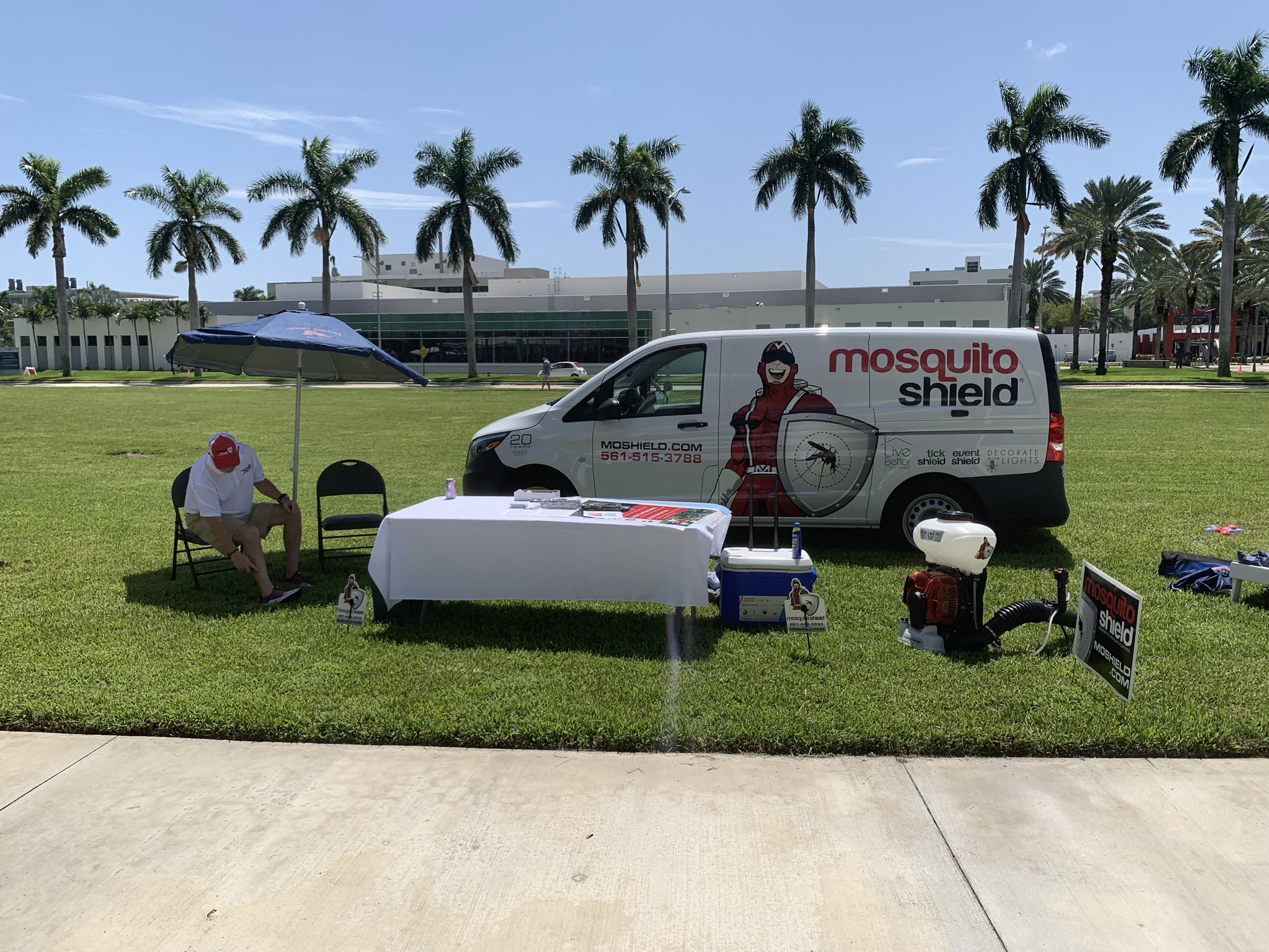 Mosquito Shield Event Shield setup at a South Florida outdoor event