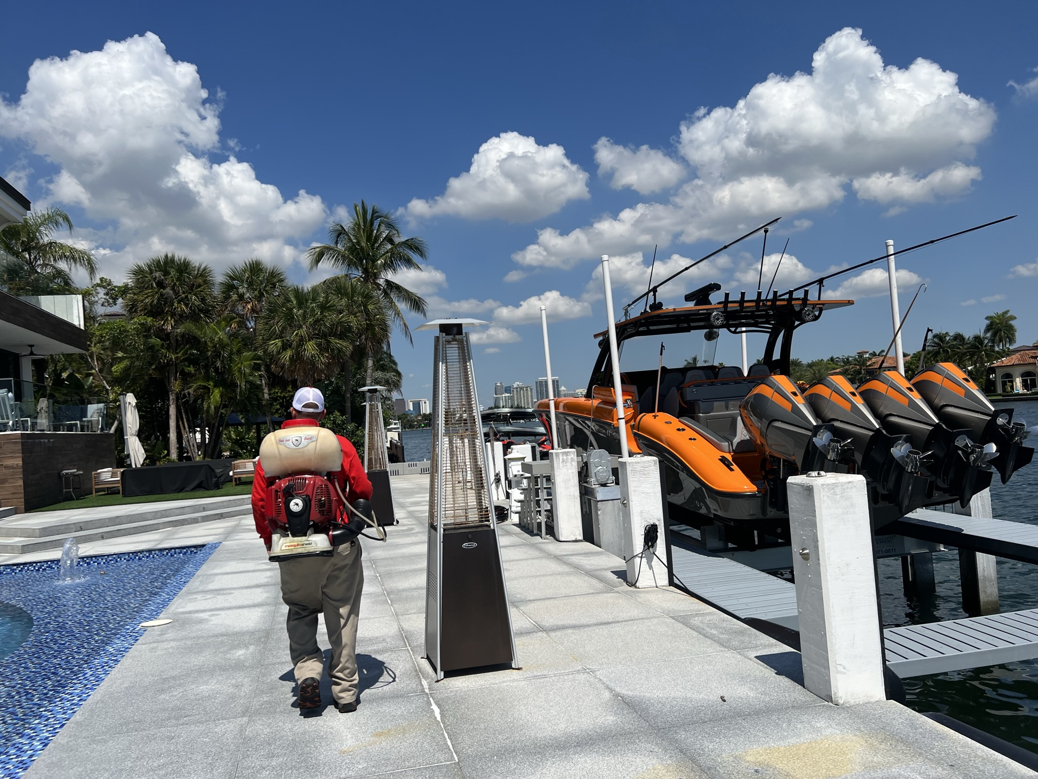 Luxury waterfront dock and marina in South Florida — mosquito control by Mosquito Shield