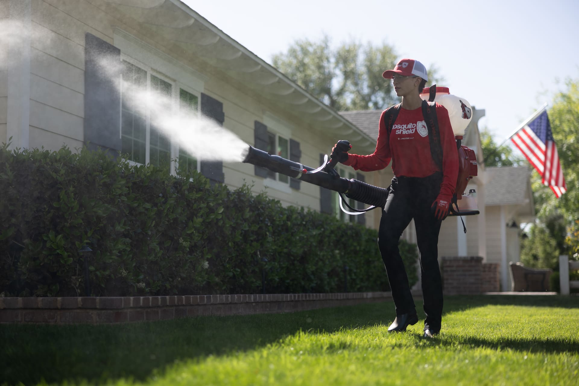 Mosquito Shield technician treating a sporting complex or park in South Florida